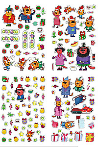 Development book with reusable stickers and a postcard - Three Cats. Winter Holidays
