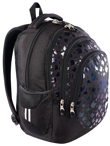 Backpack with Four Compartments Black Cats