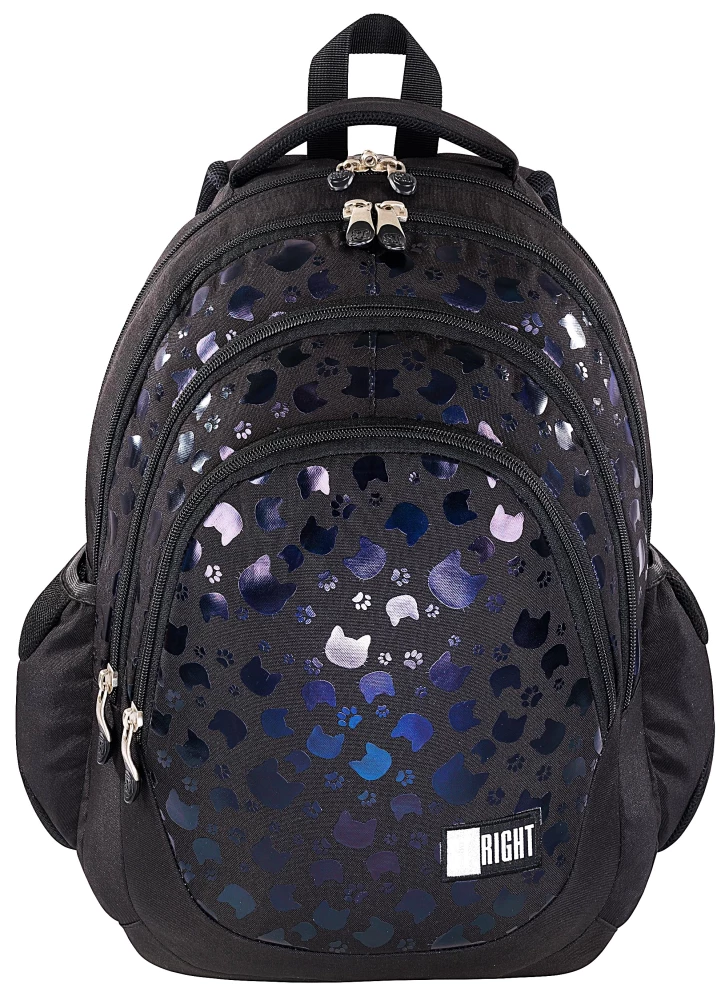 Backpack with Four Compartments Black Cats