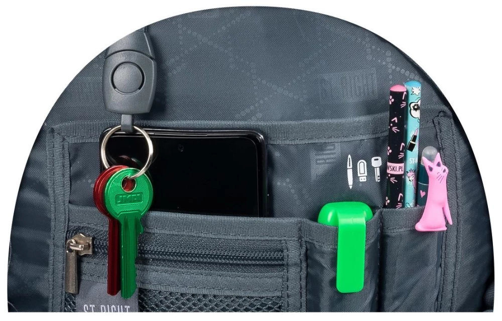 Backpack with Four Compartments Black Cats