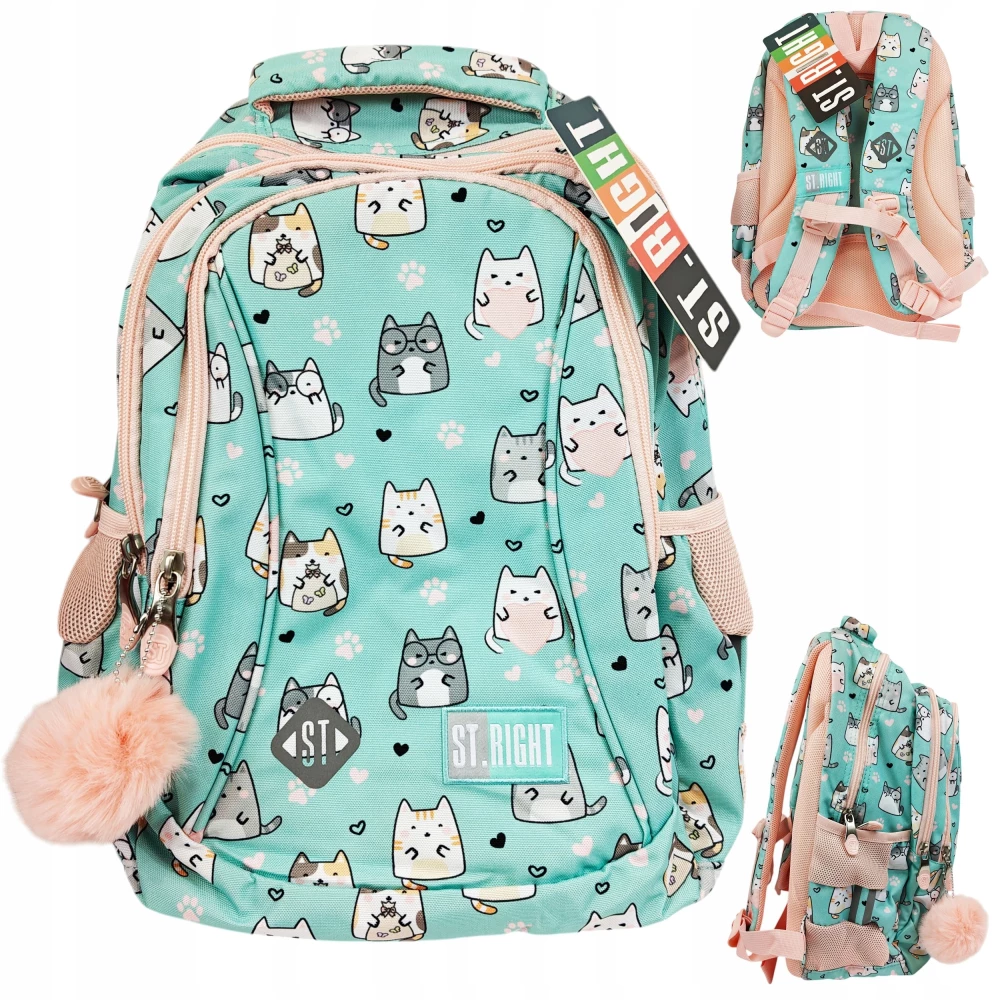 Plecak z trzema przegrodami Charming Cats