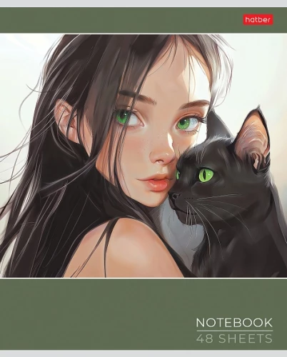 Тетрадь А5 - серия: Cats and girls (клетка)
