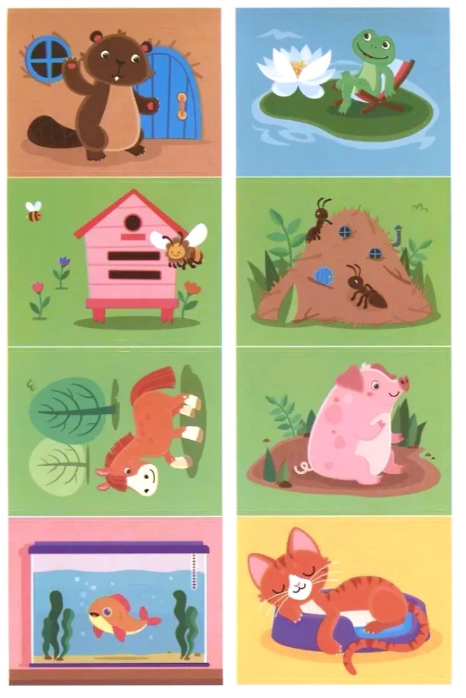 Riddles with Stickers. Match the House!