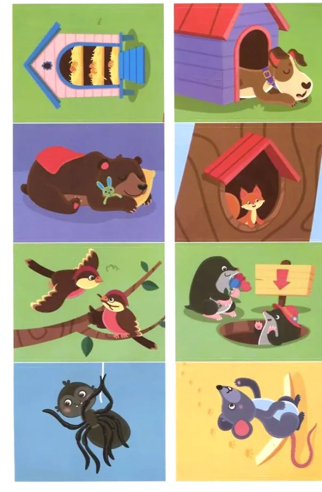 Riddles with Stickers. Match the House!