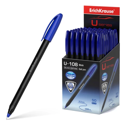 Šķērsgriezuma pildspalva - ErichKrause Stick Black Edition, zila