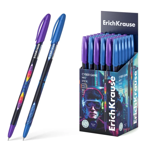 Kugļu pildspalva - ErichKrause Neo Stick Cyber Game, zila, sortimentā
