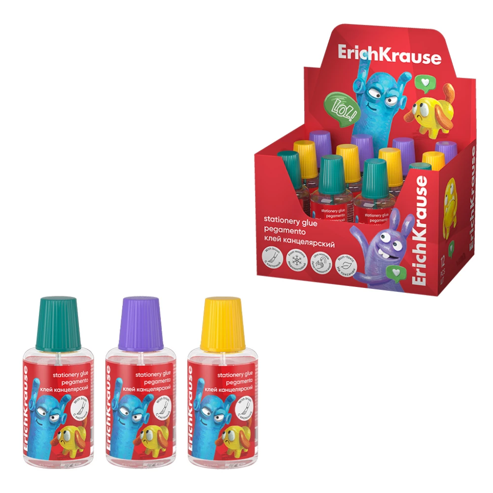 Glue with Brush - EasyStick Jolly Friends, assorted