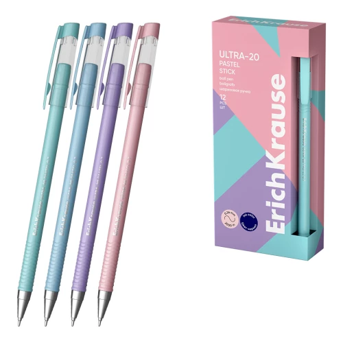 Šariko pildspalva - ErichKrause Stick Pastel, zila, dažādībā