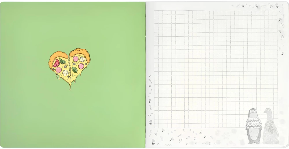 Märkmik - Pizza-hheart, 40 lehte, ruuduline