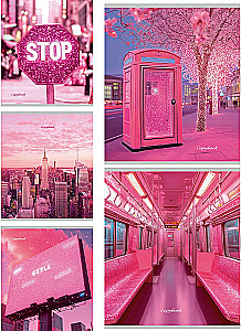 Grid Notebook. City in Pink Color