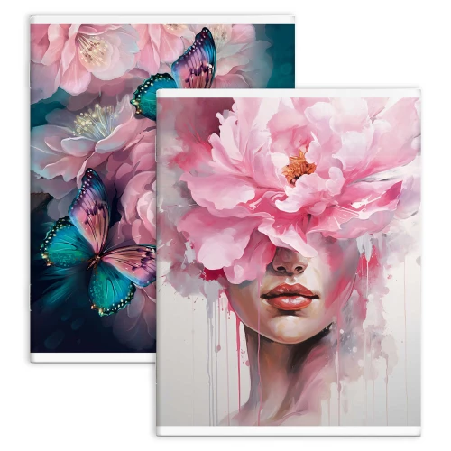 Flip Notebook - Gentle Flower, A4, 80 sheets, grid