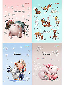 Notepad - Pastel Animals, A6, 24 sheets, grid, assorted