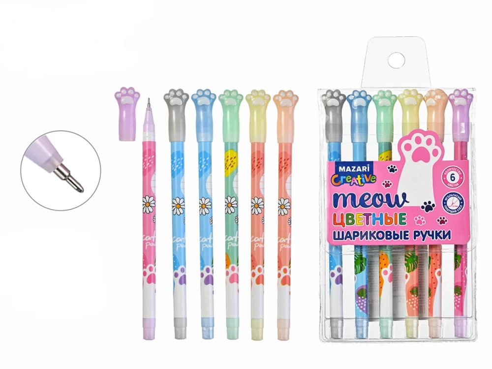 Ballpoint pen set - Šunų pėdą, spalvoti