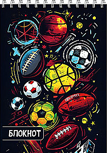 Notebook - Balls, A7, 40 sheets, grid, assorted