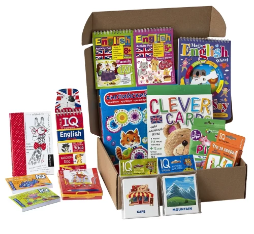 Paket. Großes Set von IQ-Spielen zum Englischlernen. Stufe 2