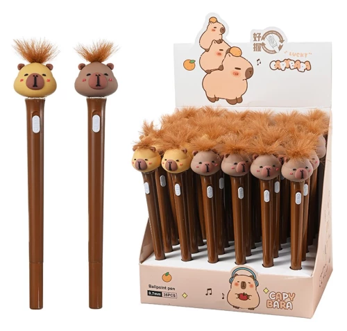 Rokas pildspalva - Capybara, zila, ar apgaismojumu