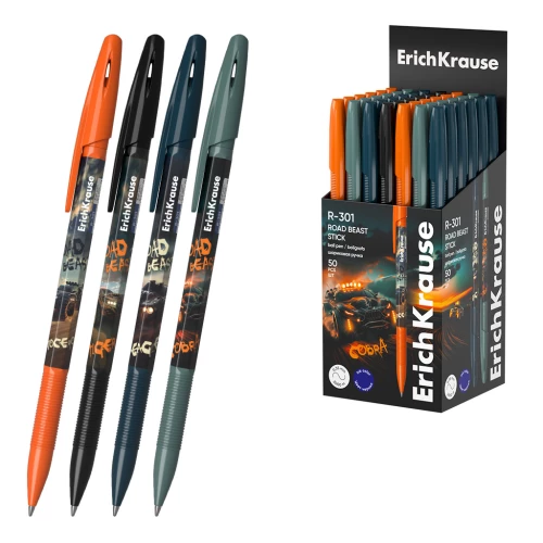 Kārtējā pildspalva ErichKrause R-301 Stick Road Beast 0.7, krāsa zila, pieejama dažādās variācijās