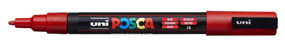 akrilu marķieris Uni Posca PC-3M 15, sarkans