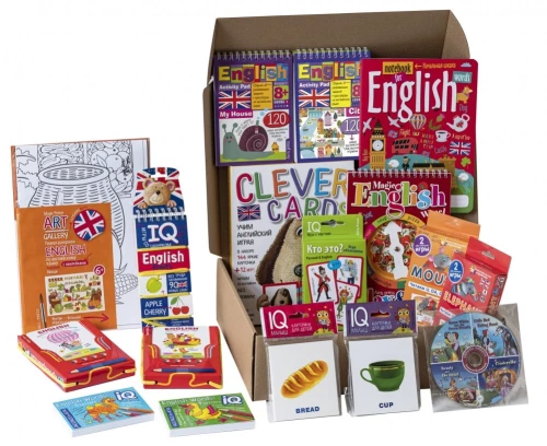 Paket. Großes Set von IQ-Spielen zum Erlernen der englischen Sprache. Niveau 3