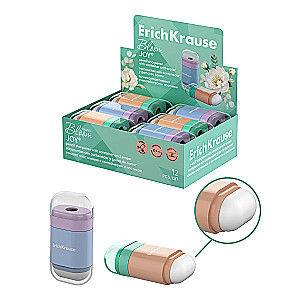 Tīrītājs plastmasas -Pastel Bloom, ar konteineru un dzēšgumiju, assorti