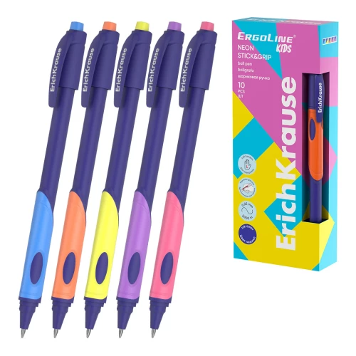 Rokas pildspalva - ErgoLine® Kids kreisajiem Stick&Grip Neon, dažādās krāsās