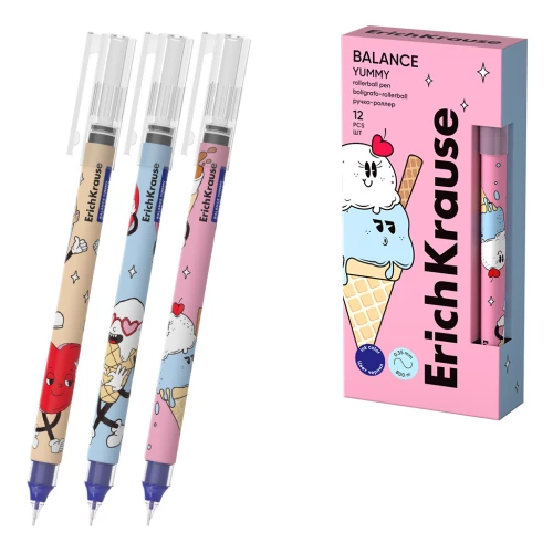 Rokas pildspalva ErichKrause Balance Stick Yummy 0.5, tintes krāsa zila, dažādībā