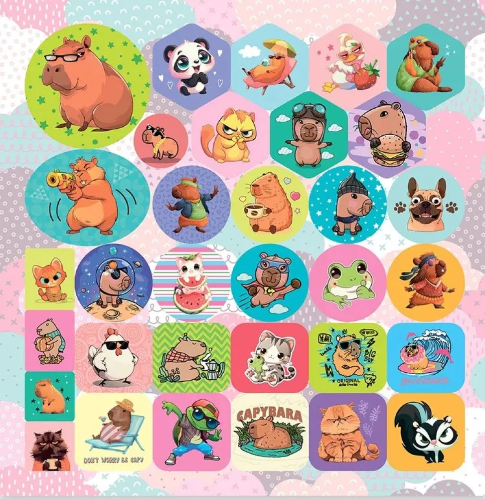 200 Stickers. Capybaras and Their Friends