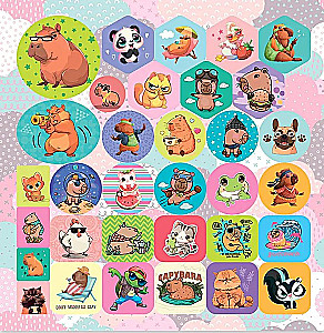200 Stickers. Capybaras and Their Friends