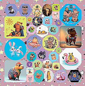 200 Stickers. Capybaras and Their Friends
