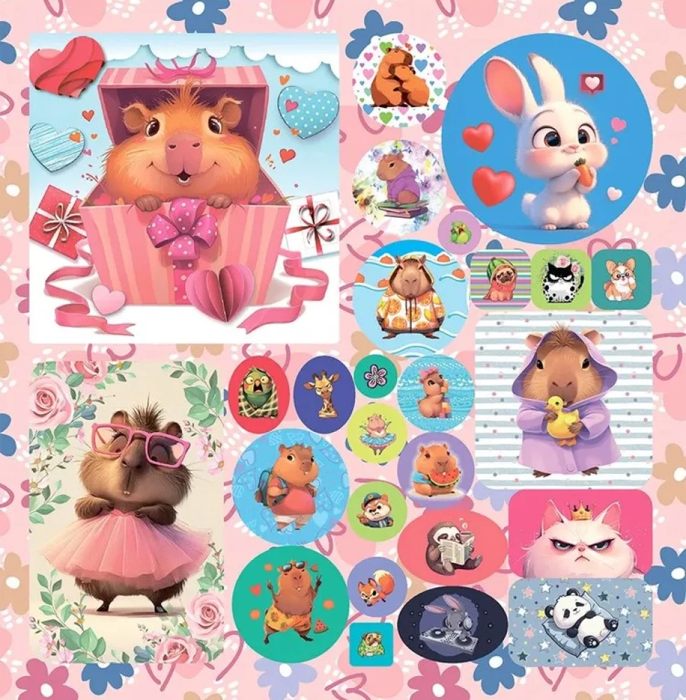 200 Stickers. Capybaras and Their Friends
