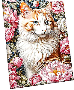 Diamond Painting Numbered - Cat in Peonies. 28 Colors