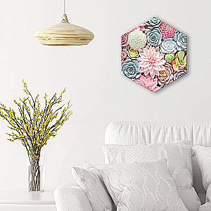 Crystal Diamond Painting by Numbers - Beautiful Succulents. Hexagon, 37x32x1 cm