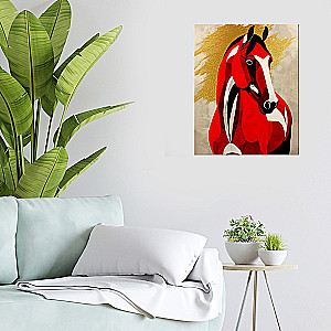Numbered Painting with Gold Leaf - Red Horse. 13 Colors