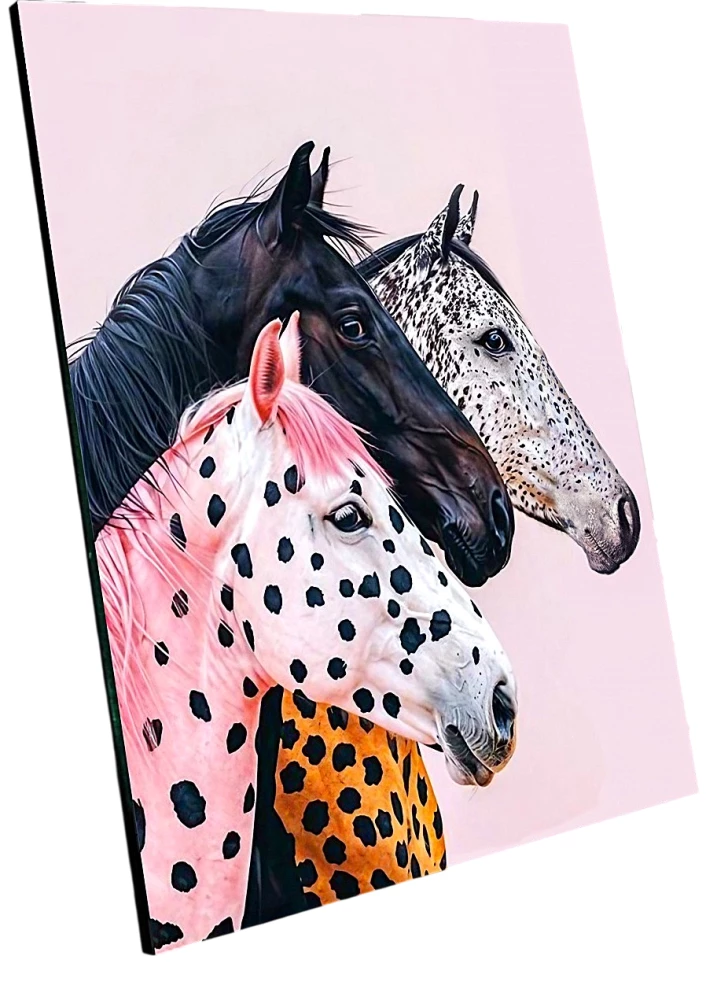Numbered Painting with Glow-in-the-Dark Paint - Trio of Horse Contrasts. 19 Colors