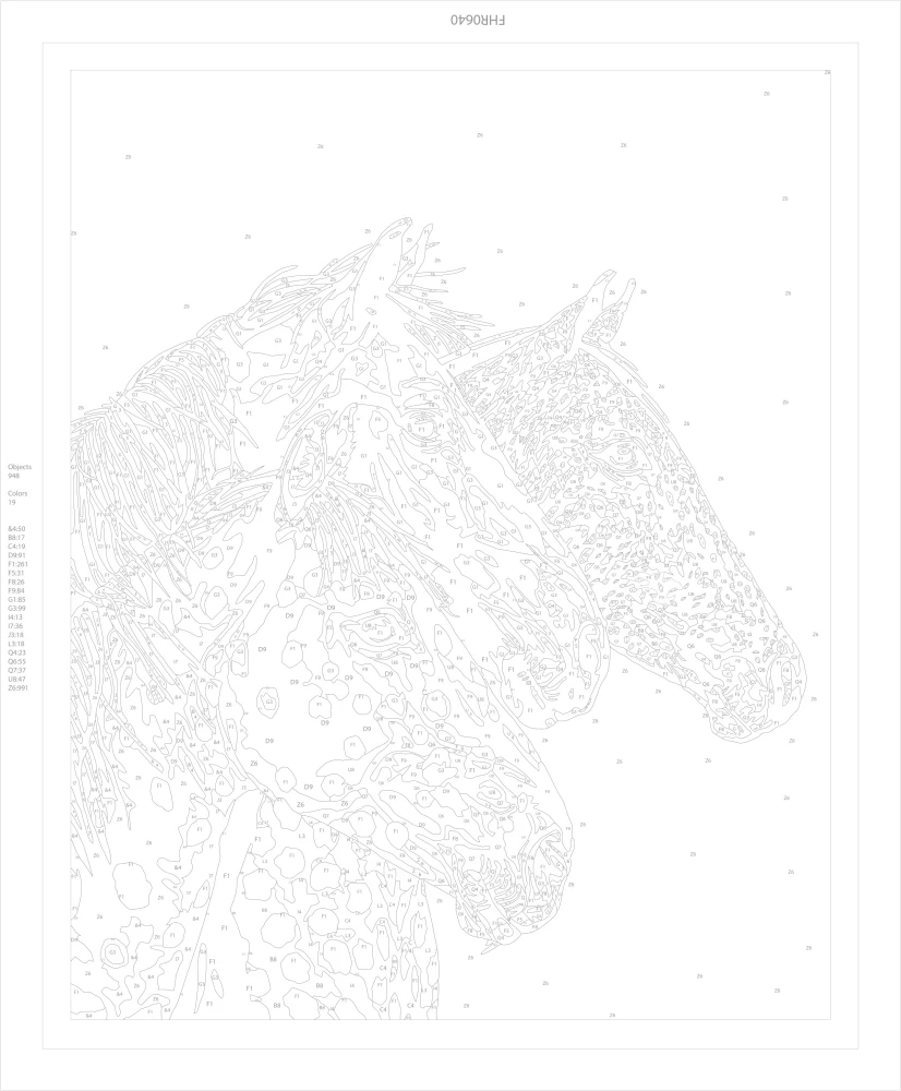 Numbered Painting with Glow-in-the-Dark Paint - Trio of Horse Contrasts. 19 Colors