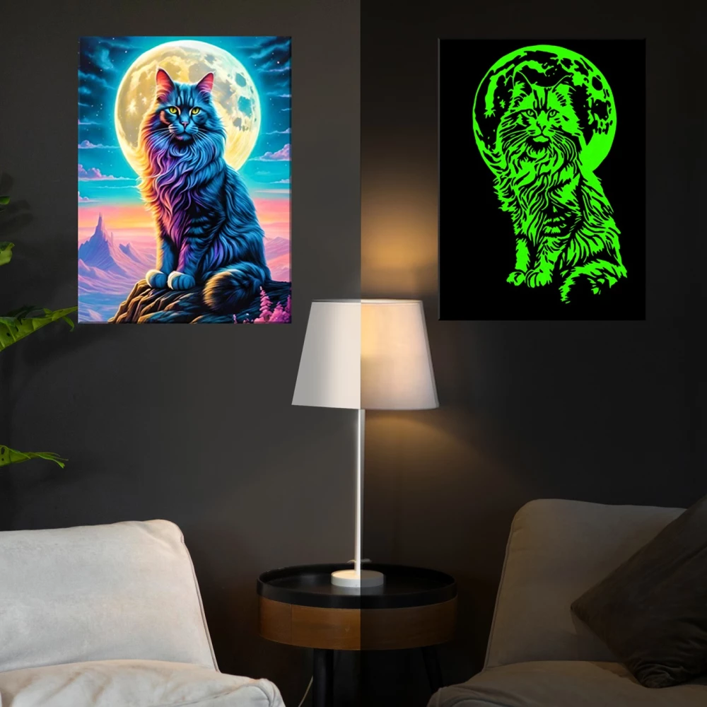 Paint by Numbers with Glow-in-the-Dark Paint - Cosmic Cat. 22 Colors