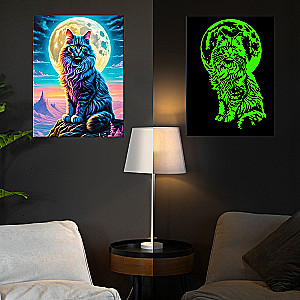 Paint by Numbers with Glow-in-the-Dark Paint - Cosmic Cat. 22 Colors