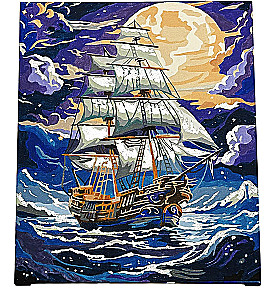 Numbered painting with platinum leaf - Serene swimming. 25 colors