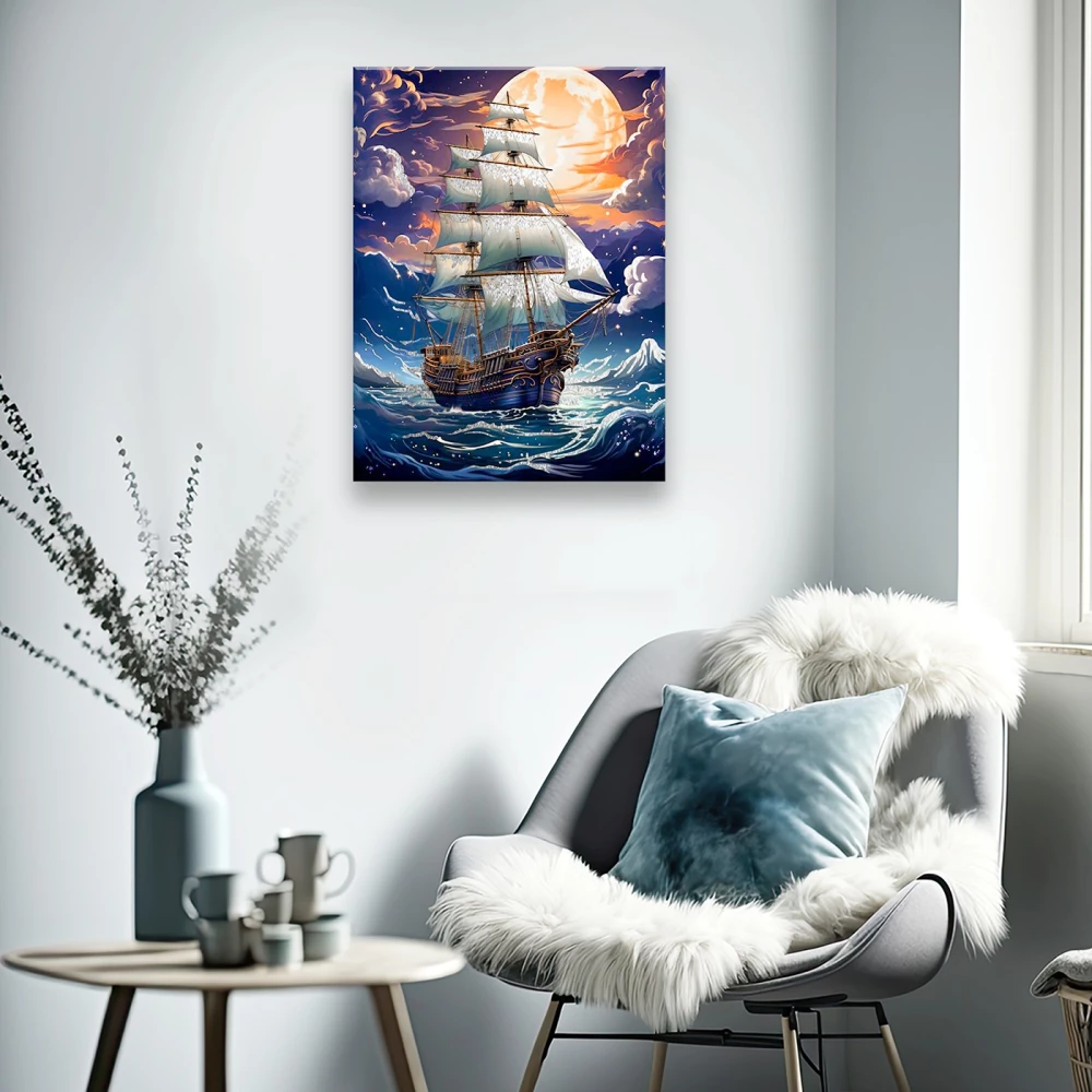 Numbered painting with platinum leaf - Serene swimming. 25 colors