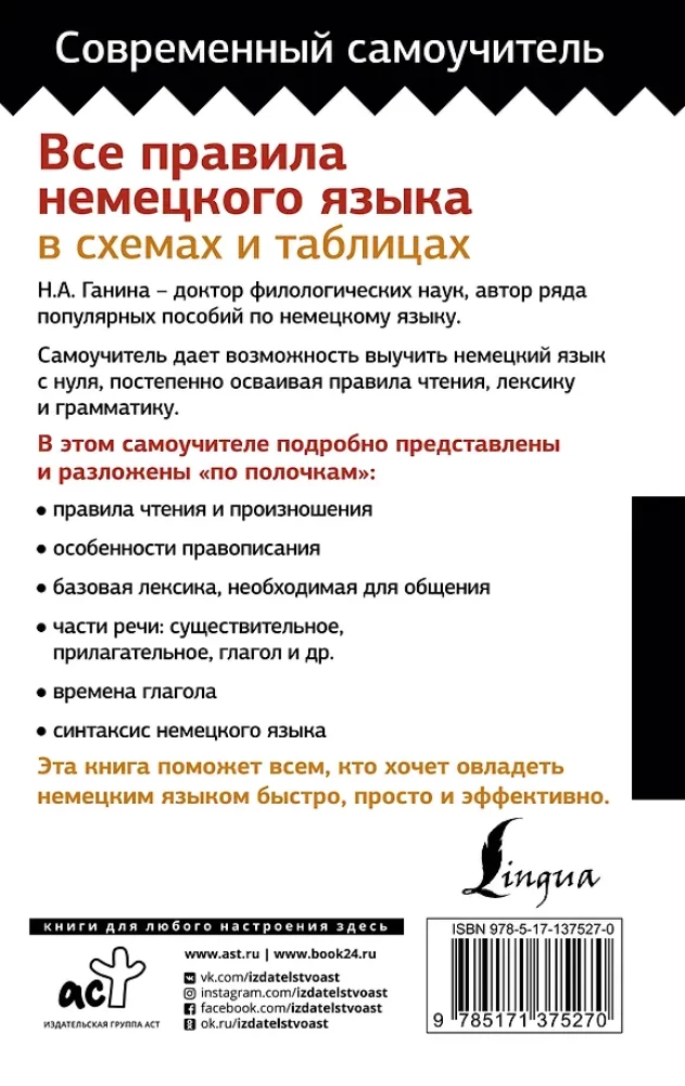 Visi Vācijas valodas noteikumi shēmās un tabulās