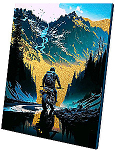 Numbered painting with gilding - Mountain Pass, 40x50