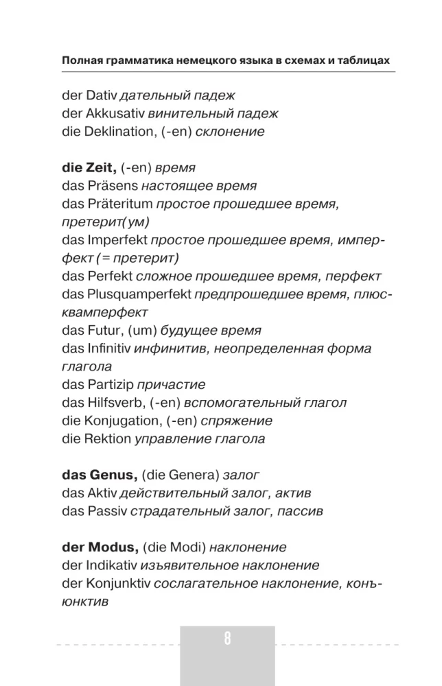 Pilna Vācijas valodas gramatika shēmās un tabulās