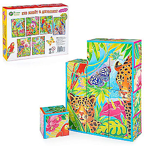 Smart cubes in a tray. 12 pieces. Who lives in the jungle?