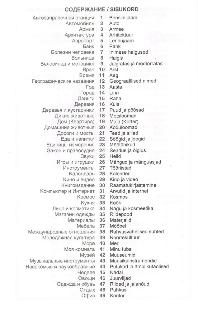 Эстонский язык. Тематический словарь