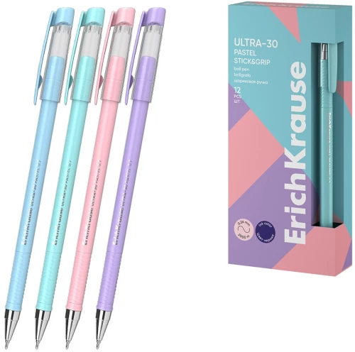Kugļu pildspalva - Ultra 30 Stick&Grip, zila, dažādās krāsās