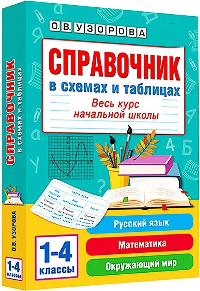 Podręcznik w schematach i tabelach. Cały kurs szkoły podstawowej. Język rosyjski, matematyka, otaczający świat