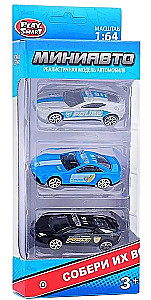 Mašīnu komplekts - Policija 1:64, 3 gab.