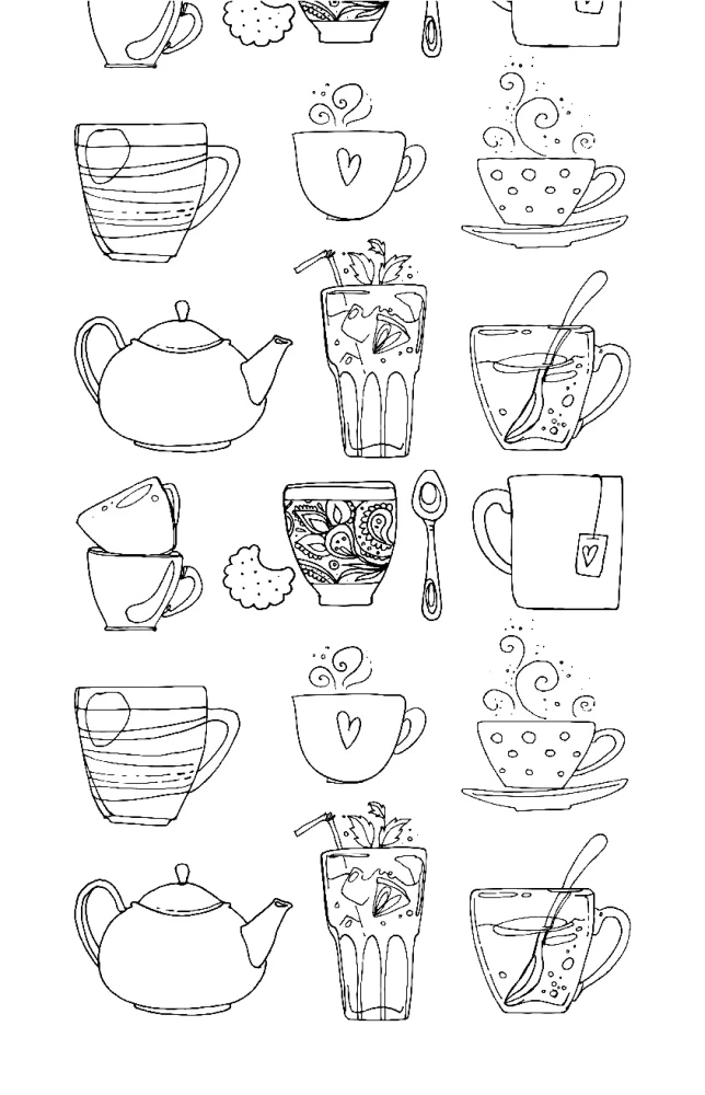 Der Geschmack des Morgens. Tee und Kaffee. Anti-Stress Ausmalbuch