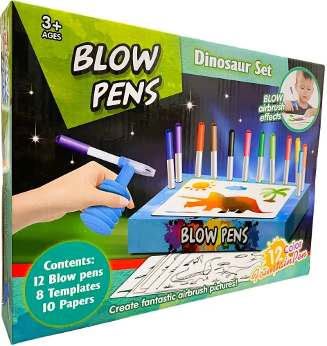 Creative set - Blow pens. Dinosaur set