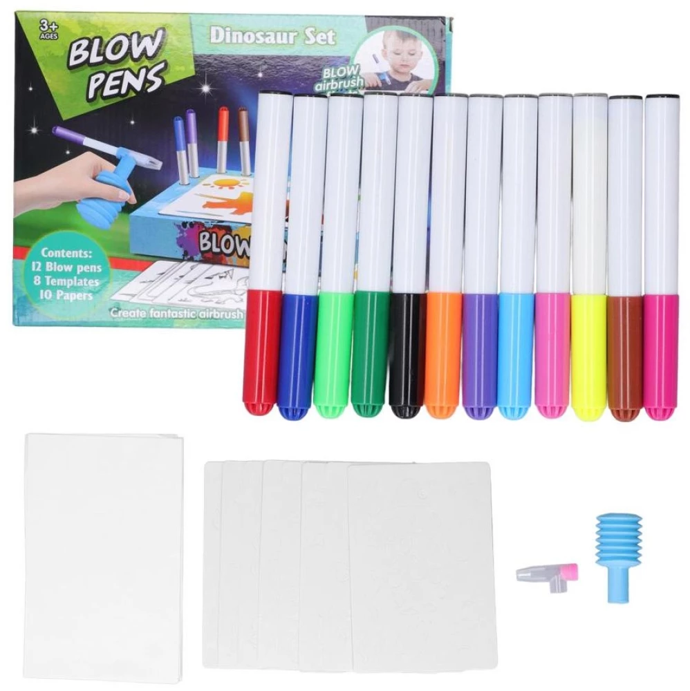 Creative set - Blow pens. Dinosaur set
